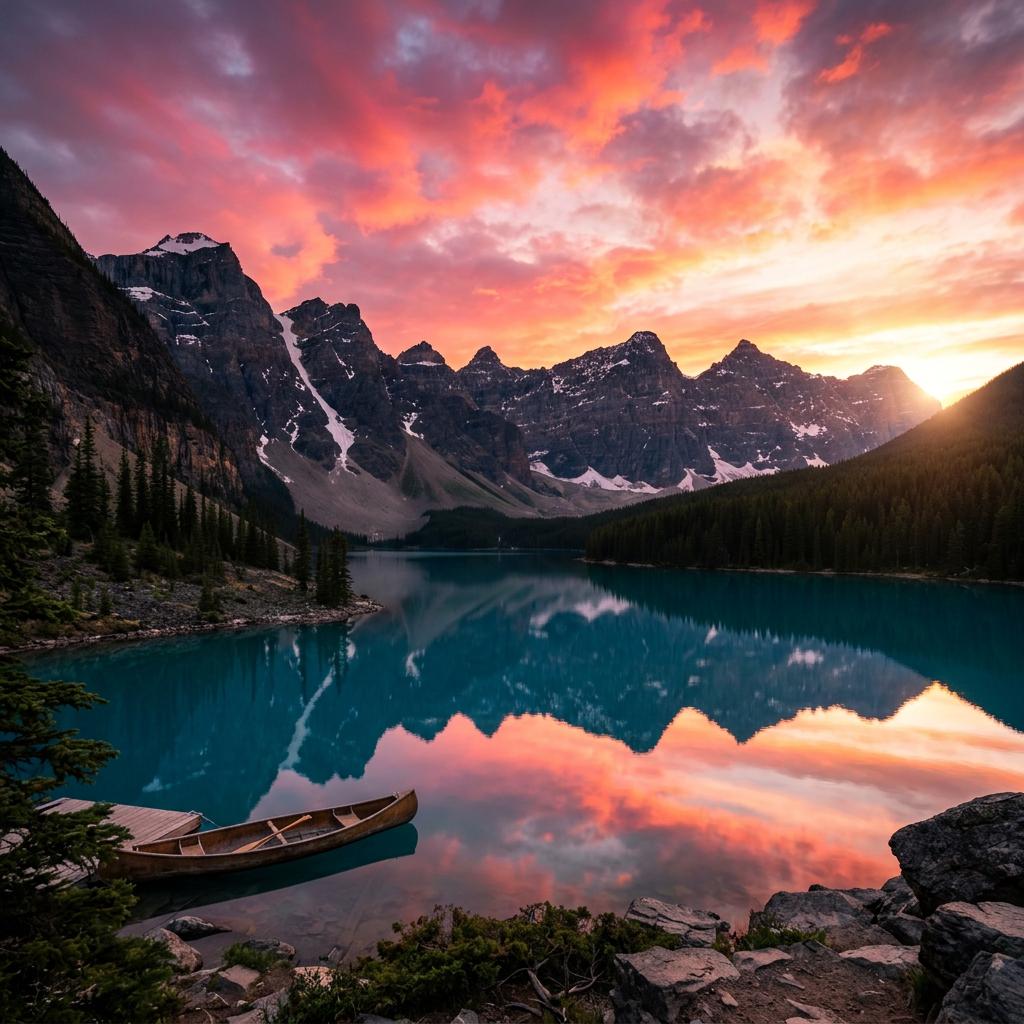 Sunrise over the Canadian Rockies during a private Banff sightseeing tour