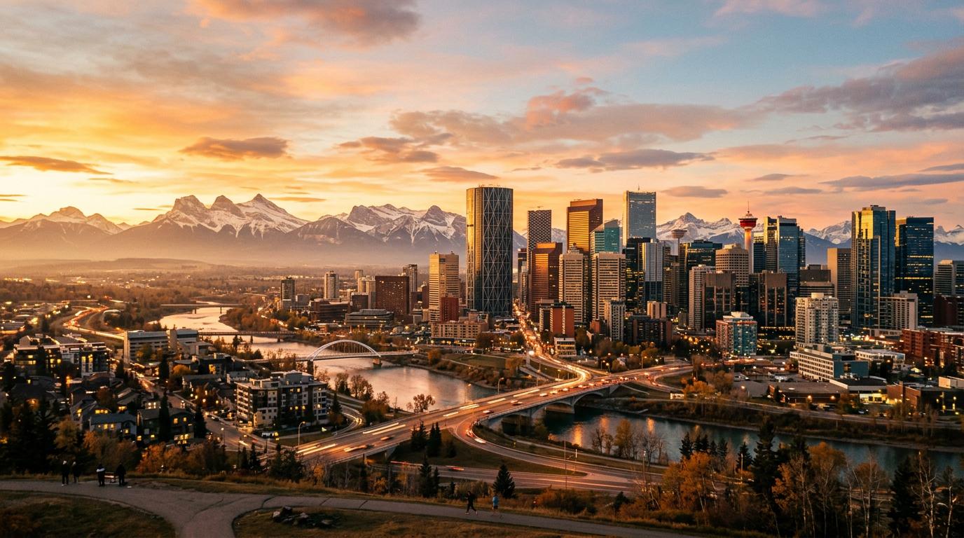 Calgary skyline at sunrise